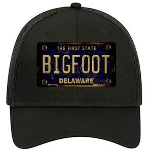 Bigfoot Delaware Rusty Look Metal on Trucker Mesh Snapback Hat - Black